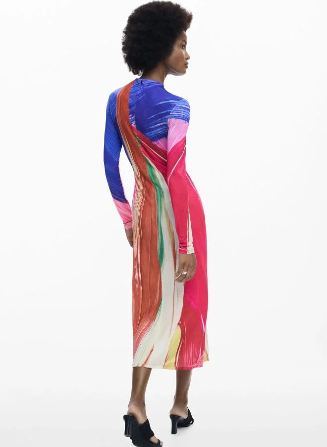 Desigual multicolor abstract print Arty Knit Dress for Women | Best Price UAE